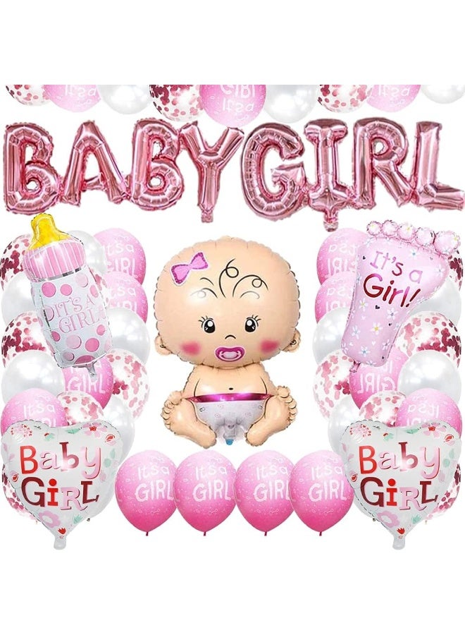 Bukela Baby Shower Decorations Girls, Baby Shower Party Decoration, Baby Shower Decoration, Baby Foil Balloon for Mum, His Gender, Reveal Party, Reusable, Pink - Image 1