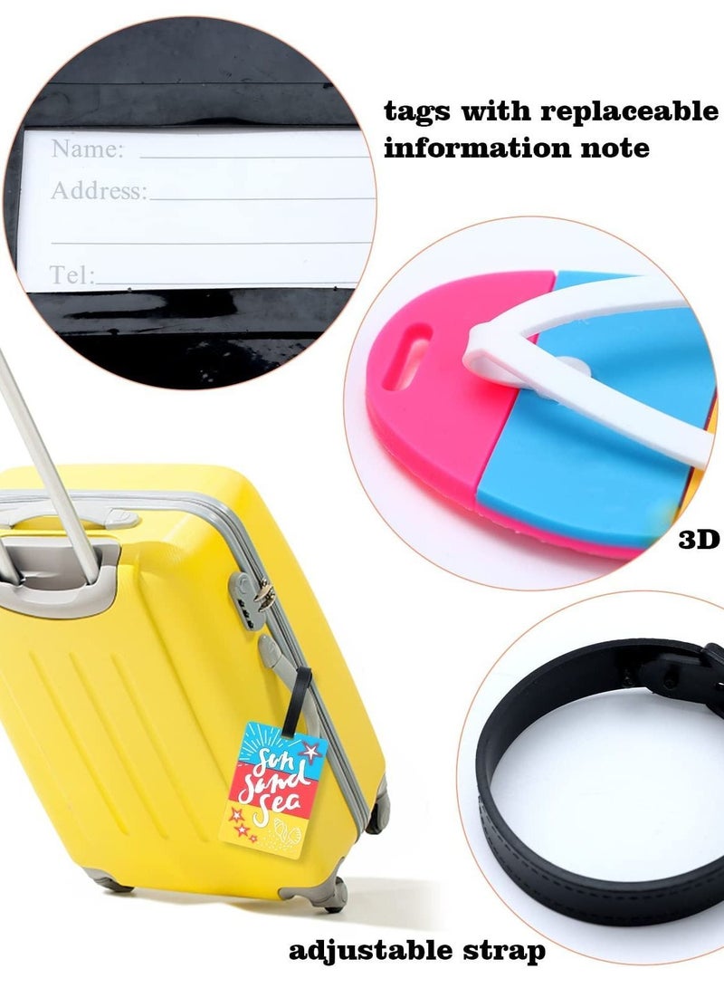 14Pcs Luggage Tags, Waterproof ID Tag Multicolor Band Loop Air Suitcase Identification Tag, Mens Womens Kids Travel Summer Beach Vacation Themed Bag Tags  - Image 3
