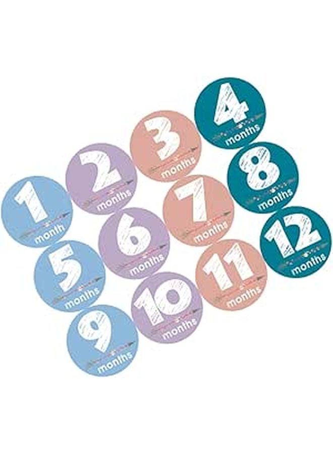 12Pcs Baby Milestone Stickers for Newborn Photos First Year Growth Memory Decals - Image 1