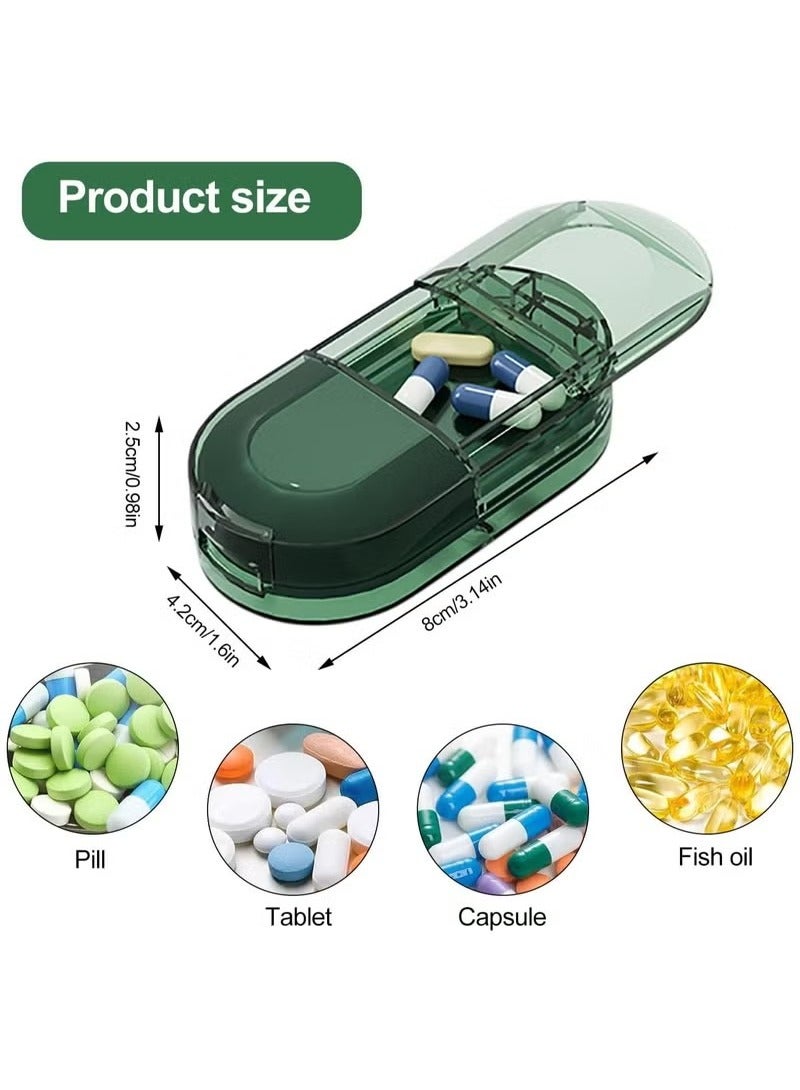 Pill Cutter Portable Pill Splitter 2-in-1 Pill Case with Stainless Steel Blade for Small or Large Vitamins Tablets Mini Pill Organizer Compartment - Image 4