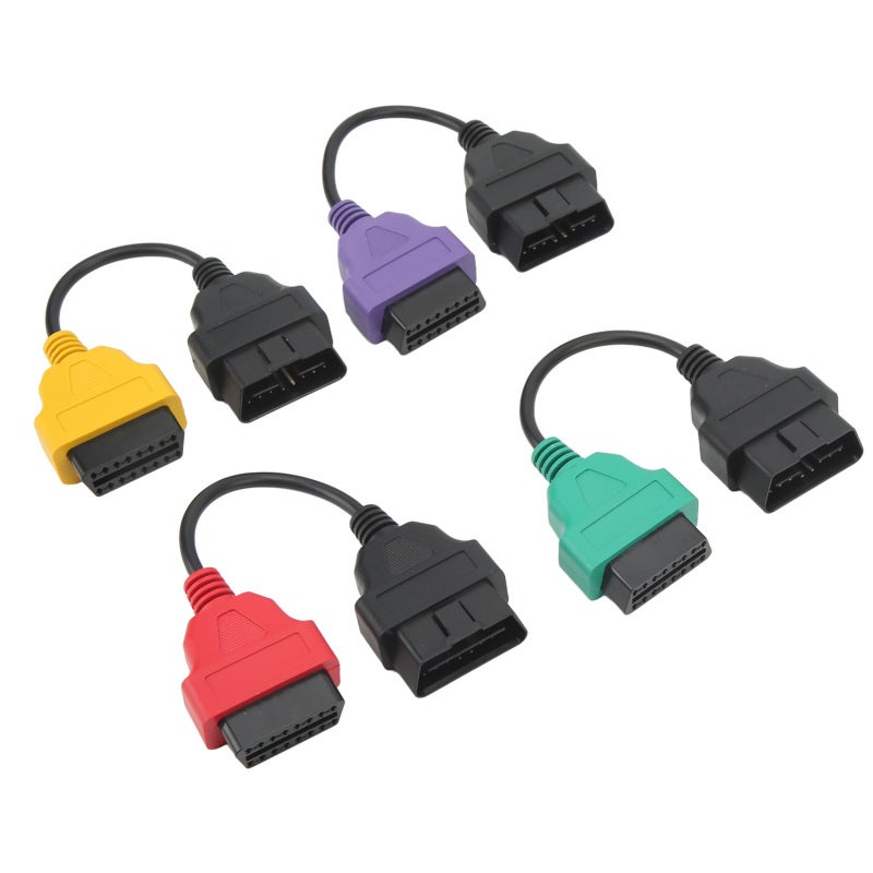 OBD2 Scanner Adapter Cable 4-Piece Kit With Color-Coded Connectors for ABS SRS CAN Electric Hood Systems - OBDII Diagnostic Cable Replacement for Fiat ECU - Image 5