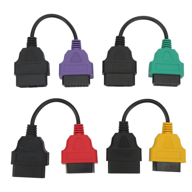 OBD2 Scanner Adapter Cable 4-Piece Kit With Color-Coded Connectors for ABS SRS CAN Electric Hood Systems - OBDII Diagnostic Cable Replacement for Fiat ECU - Image 2
