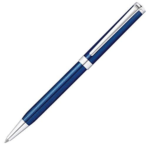 Sheaffer Intensity Engraved Translucent Blue Ballpoint Pen with Chrome Cap and Trim - Image 2