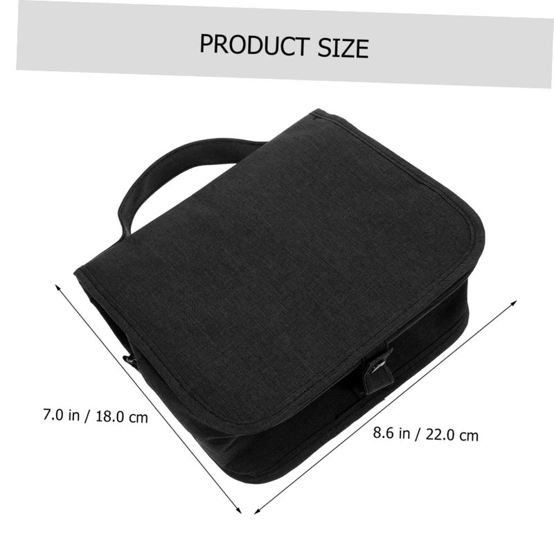 Foldable Travel Makeup Bag For Women With Handle And Pvc Window Black Compact Storage Organizer - Image 3