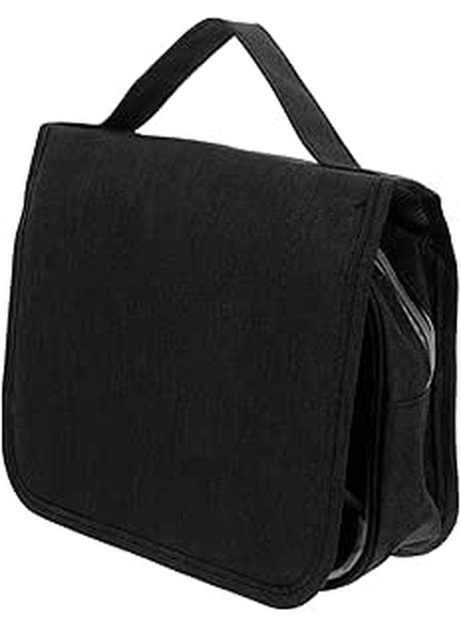 Foldable Travel Makeup Bag For Women With Handle And Pvc Window Black Compact Storage Organizer - Image 1