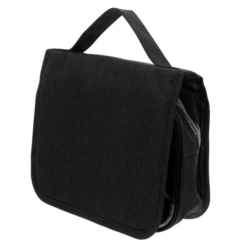 Foldable Travel Makeup Bag For Women With Handle And Pvc Window Black Compact Storage Organizer - Image 2