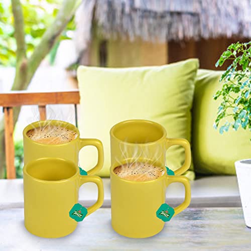 URBAN CHEF Droite Ceramic Handcrafted Shine Matte Yellow Cup- Microwave Safe Tea/Milk with Handle Ideal Best for Self Use Or Gift for Friends,Birthday (Set of 4,100 ML Each) Ceramic Cup - Image 1