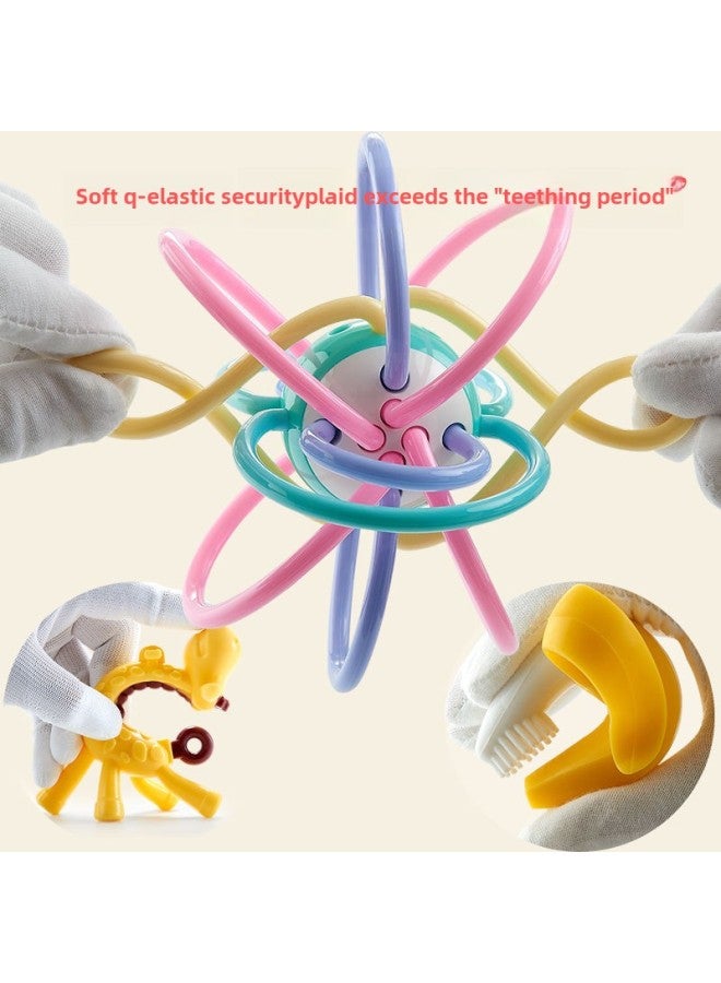 Baby Teether Teether Teether Stick Baby Bite Manhattan Hand Ball Toy Teether Silicone Boiled Deer-Color:Deer Teether + Storage Box + Anti-drop Chain