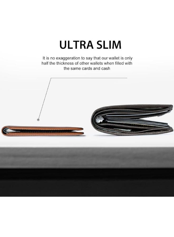 GSOIAX Mens Slim Wallet, Minimalist Thin Front Pocket Leather Credit Card Holder with RFID Blocking for Work Travel - Image 2
