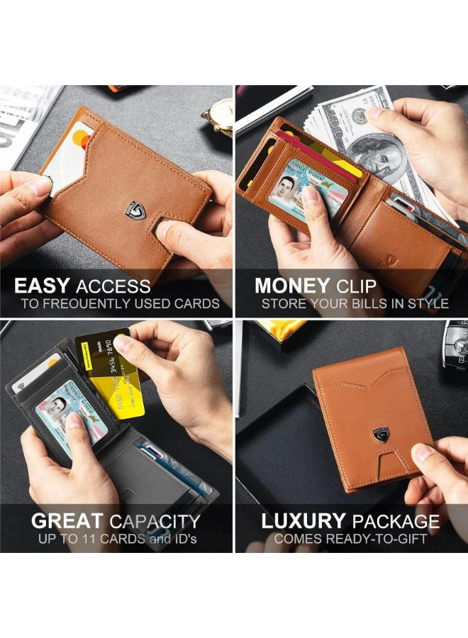 GSOIAX Mens Slim Wallet, Minimalist Thin Front Pocket Leather Credit Card Holder with RFID Blocking for Work Travel - Image 3