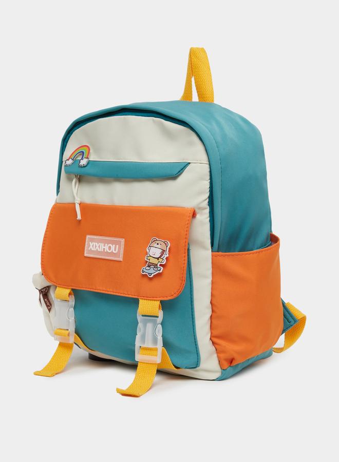 Styli Color Block Backpack with Buckle Strap 27x35x11.5cm - Image 1