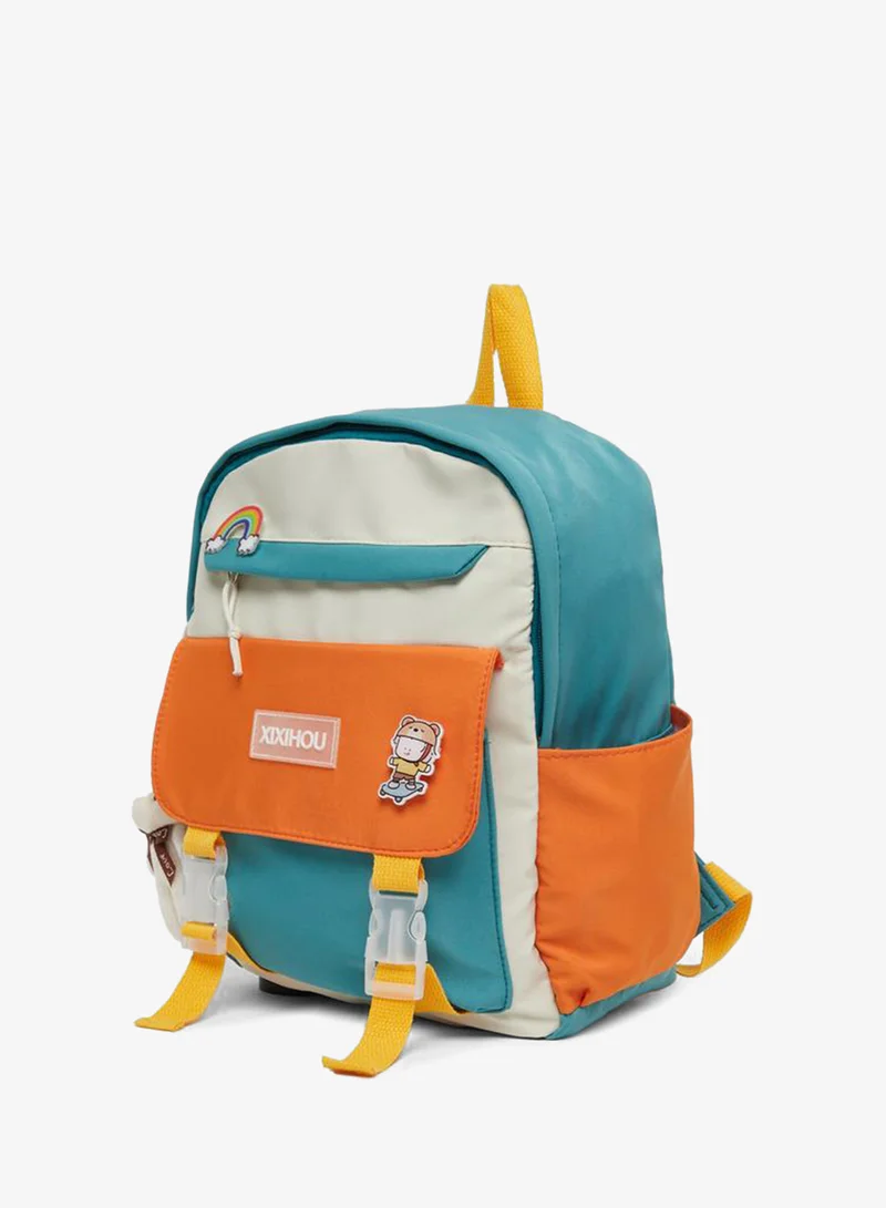 Styli Color Block Backpack with Buckle Strap 27x35x11.5cm