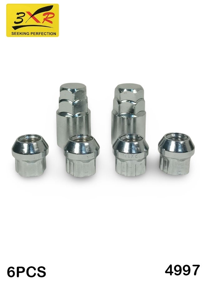 3XR 6-Piece Wheel Lug Nut Set with Installation Tool – Durable Chrome-Plated, Secure & Reliable Fit for Most Vehicles – Easy Installation & Removal, Includes Multiple Sizes for Compatibility with Various Models – Essential for Tire & Wheel Maintenance. - Image 1