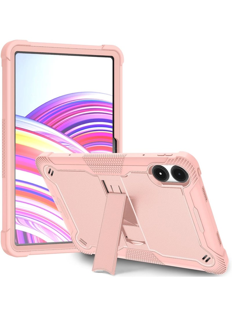 VKL Kids Case Compatible with Xiaomi Poco Pad 12.1 Inch (2024),Lightweight Anti-fall Silicone Tablet Soft Cover with Concealed Stand (Pink) - Image 1