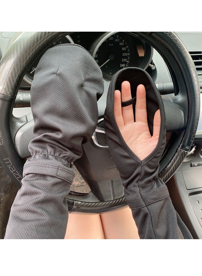 general Summer sun protection sleeves horseshoe sleeves UV protection finger sleeves ice silk sun protection cycling driving loose horseshoe sleeves - Image 1