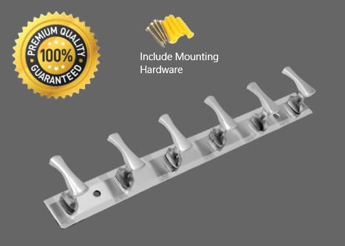 GHAR DWAR Ghardwar Stainless Steel Gaddi 6 Pin Cloth Hanger Wall Hook Rail for Hanging Clothes, Towel Hook Set/Bathroom Cloth Hanger Robe Wall Door Hooks Rail for Hanging Keys(Pack of 1) - Image 3