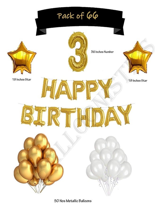 Balloonistics Combo of Foil Balloon (16 Inch),Third Birthday Decorations Balloon Happy Birthday Decoration Box - Pack of 66,Multicolor - Image 1
