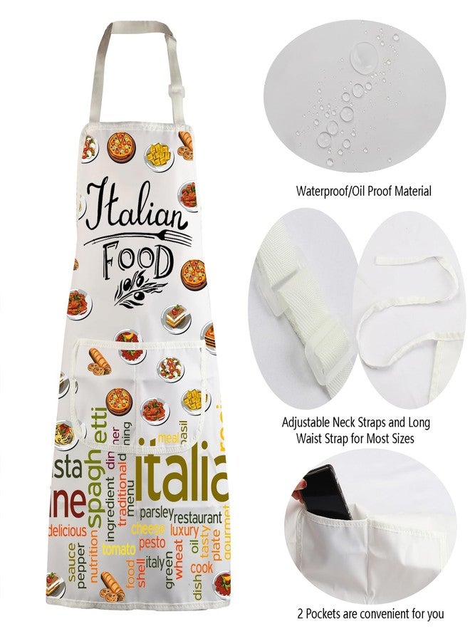 MBMSO Italian Food Apron Italian Gifts for Italian Chef Apron Italian Food Lovers Gifts Italian Kitchen Apron with Pockets (Italian Food Apron-w), Standard - Image 5