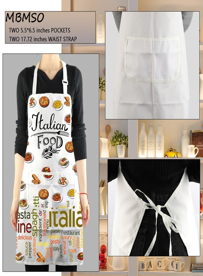 MBMSO Italian Food Apron Italian Gifts for Italian Chef Apron Italian Food Lovers Gifts Italian Kitchen Apron with Pockets (Italian Food Apron-w), Standard - Image 3