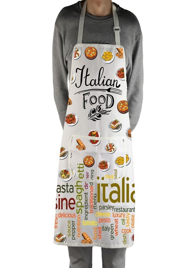 MBMSO Italian Food Apron Italian Gifts for Italian Chef Apron Italian Food Lovers Gifts Italian Kitchen Apron with Pockets (Italian Food Apron-w), Standard - Image 4