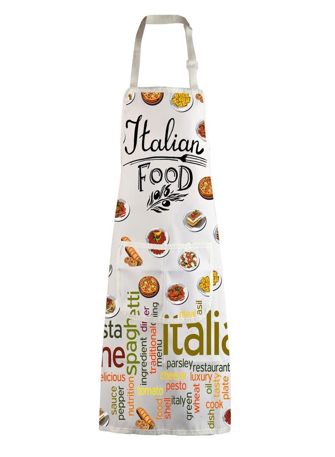 MBMSO Italian Food Apron Italian Gifts for Italian Chef Apron Italian Food Lovers Gifts Italian Kitchen Apron with Pockets (Italian Food Apron-w), Standard - Image 1