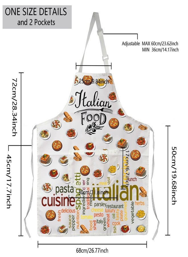 MBMSO Italian Food Apron Italian Gifts for Italian Chef Apron Italian Food Lovers Gifts Italian Kitchen Apron with Pockets (Italian Food Apron-w), Standard - Image 2