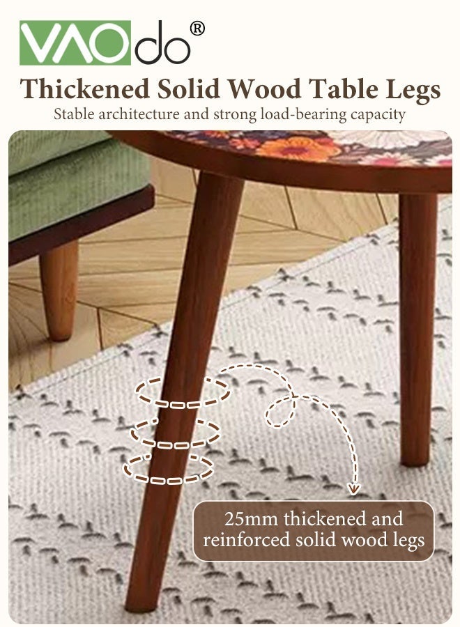 فاو دو طاولة جانبية مستديرة، طاولة قهوة بجانب السرير بتصميم ريترو، طاولة جانبية لغرفة المعيشة، غرفة النوم، المساحات الصغيرة، طاولة بجانب السرير سهلة التركيب 40*40*45 سم - Image 4