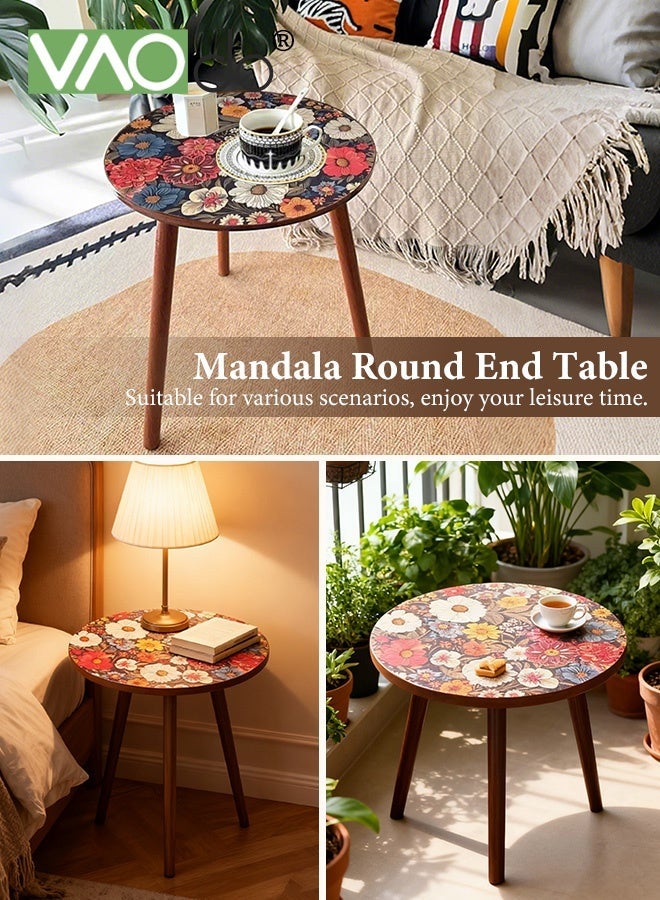 فاو دو طاولة جانبية مستديرة، طاولة قهوة بجانب السرير بتصميم ريترو، طاولة جانبية لغرفة المعيشة، غرفة النوم، المساحات الصغيرة، طاولة بجانب السرير سهلة التركيب 40*40*45 سم - Image 5