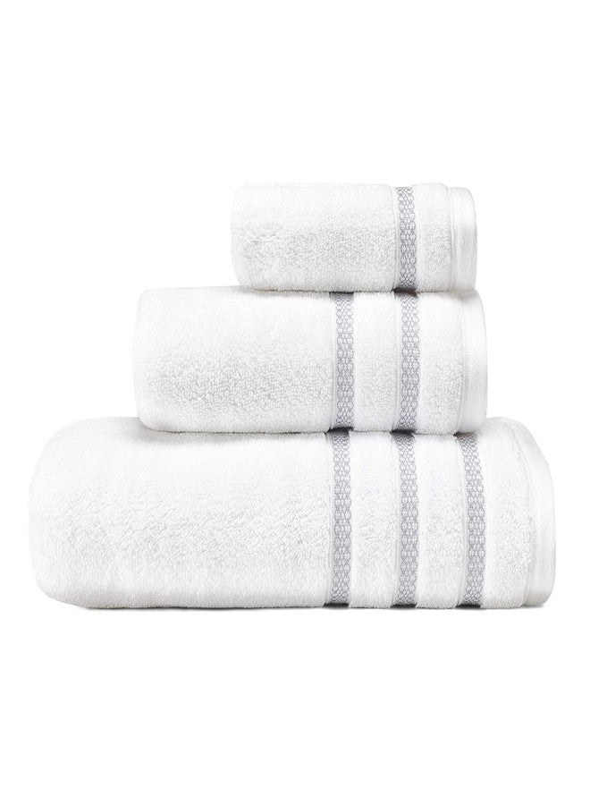 Vera Wang - Bath Towels, Highly Absorbent & Super Soft Bathroom Essentials, Oeko-Tex Certified (Textured Trellis Grey, 3-Piece) - Image 1