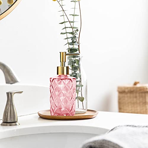 YTDTKJ Glass Soap Dispenser with Gold Pump, Bathroom Soap Dispenser, 330ml Hand Foam Lotion Dispenser, Refillable Liquid Soap Bottle for Kitchen, Hand Sanitizer, Lotion (Pink) - Image 4
