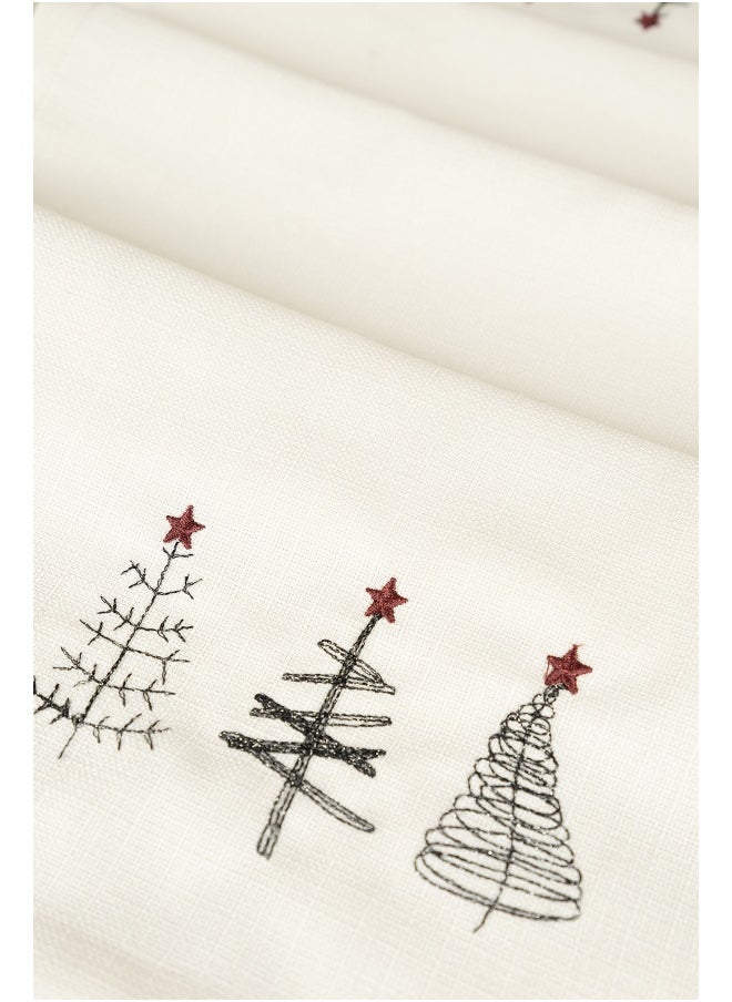 Koza Home Koza Home Charm Special Pine Tree Embroidered Cream Runner 45X140 35262A 45 x 140  - Image 3