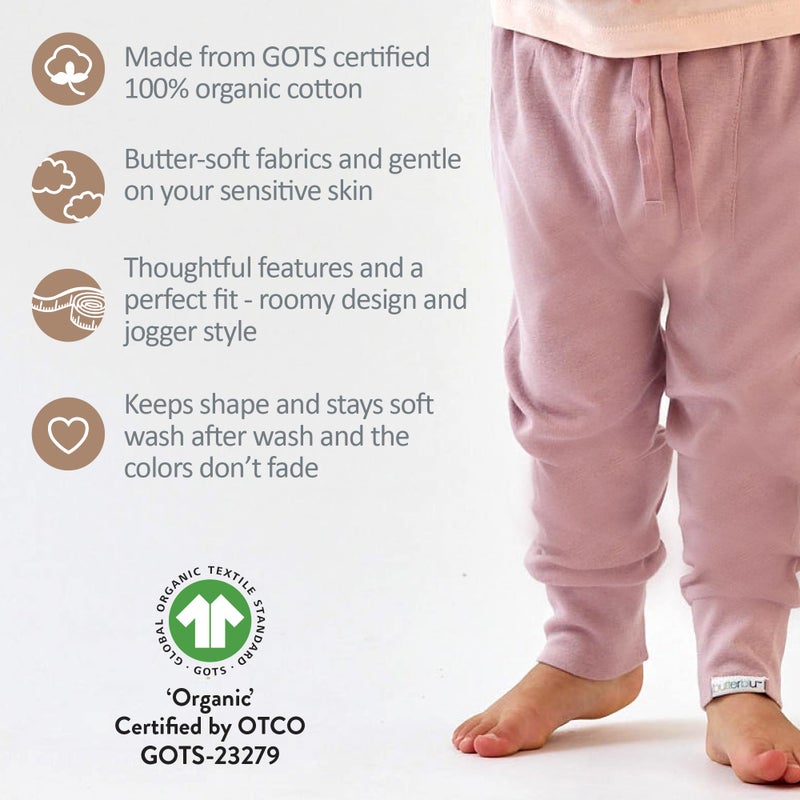 Butterblu Jordan 4-Pack Jogger Pants 100% Organic Cotton Bottoms for Boys & Girls, Natural, 6-9 Months - Image 4