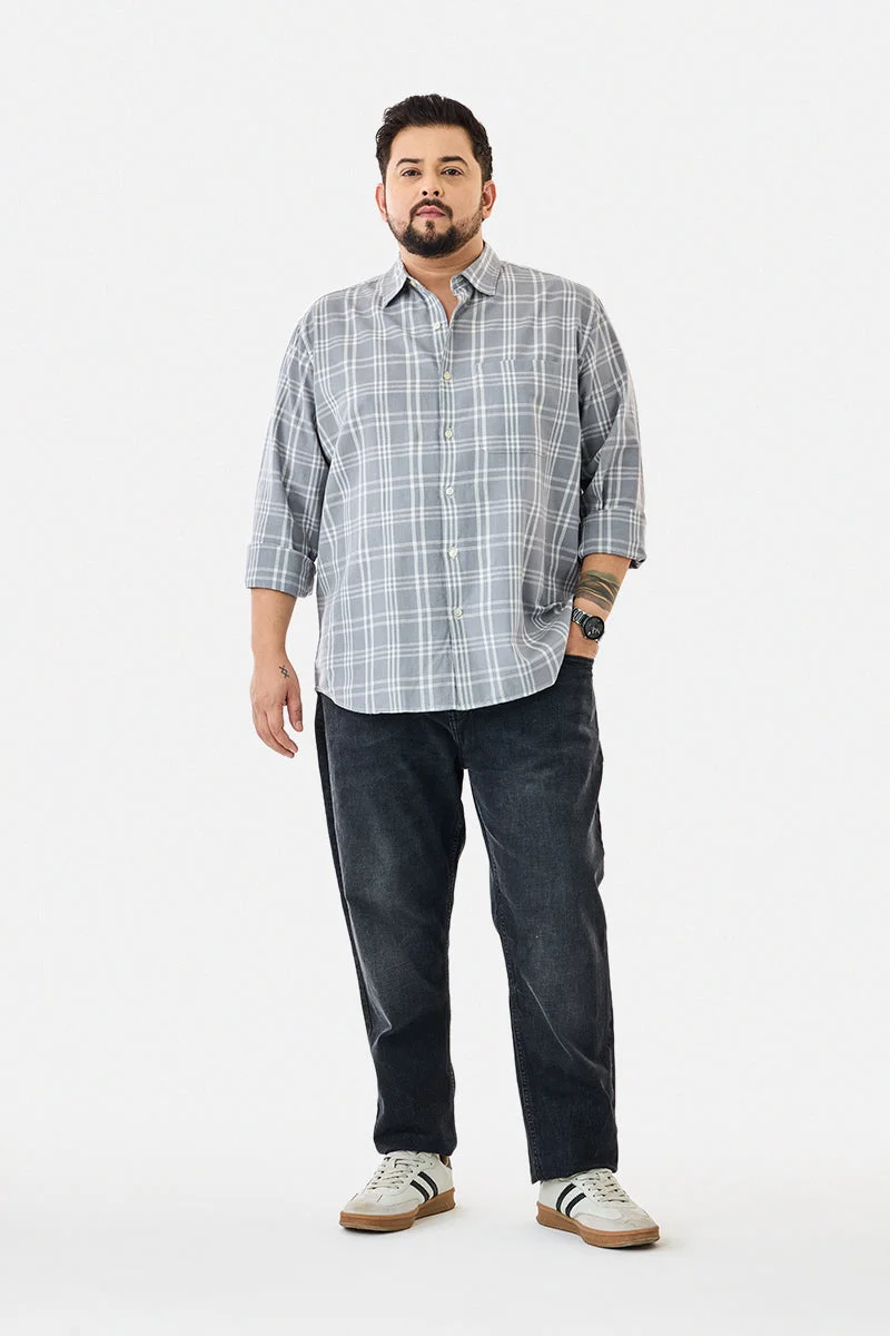 SNITCH Linen Blend Plus Size Checks Shirt
