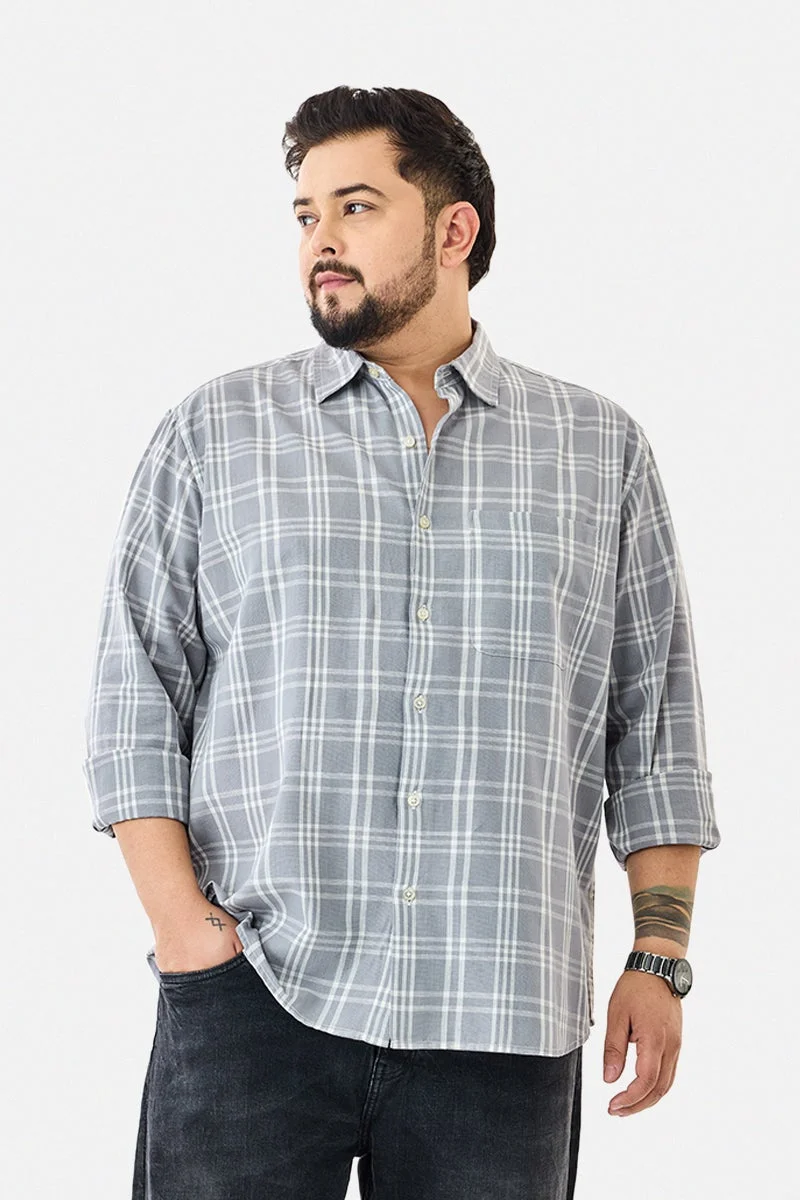 SNITCH Linen Blend Plus Size Checks Shirt
