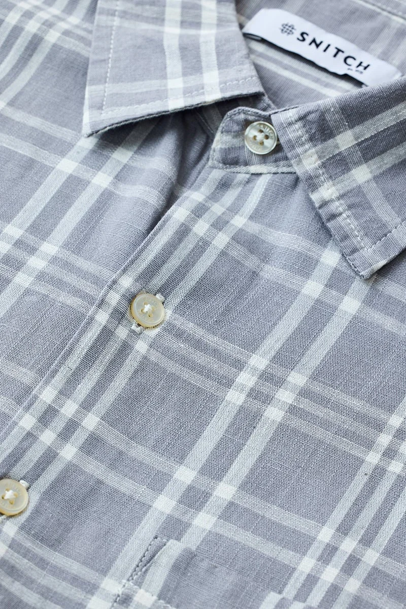 Snitch  Linen Blend Plus Size Checks Shirt for Men | Best Price UAE