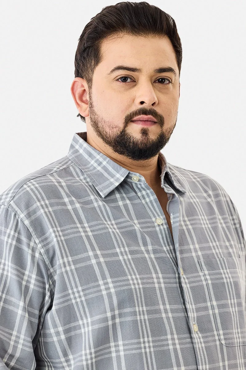 Snitch  Linen Blend Plus Size Checks Shirt for Men | Best Price UAE
