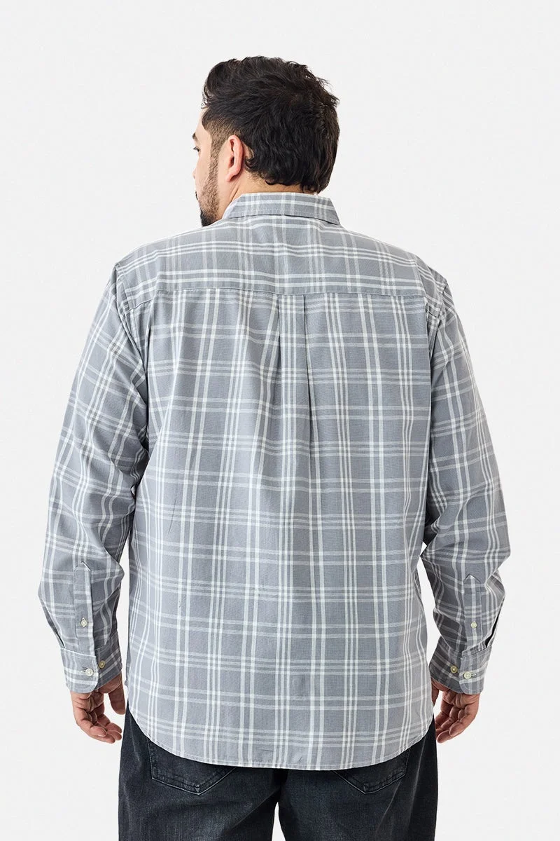 Snitch  Linen Blend Plus Size Checks Shirt for Men | Best Price UAE