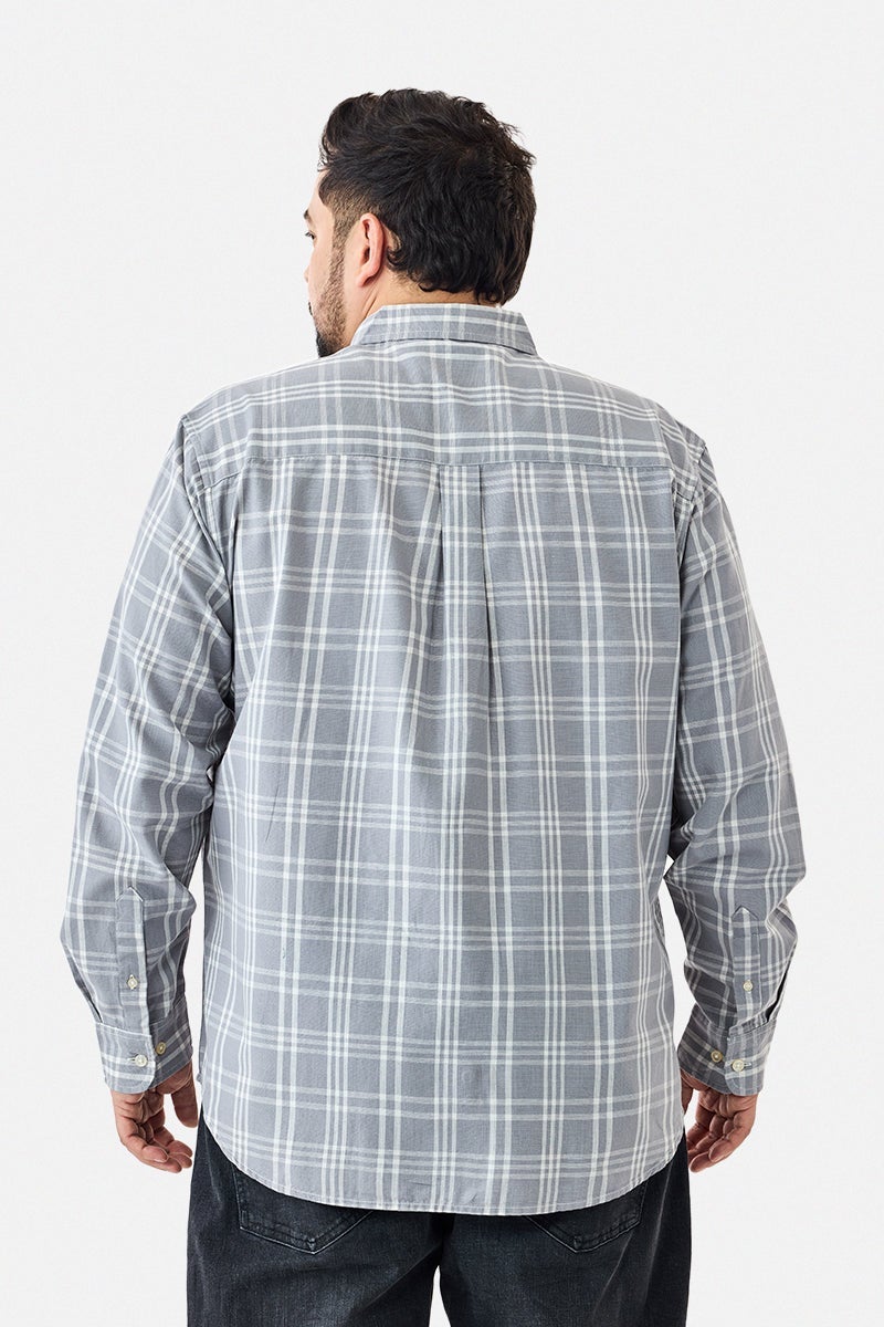 SNITCH Linen Blend Plus Size Checks Shirt - Image 5
