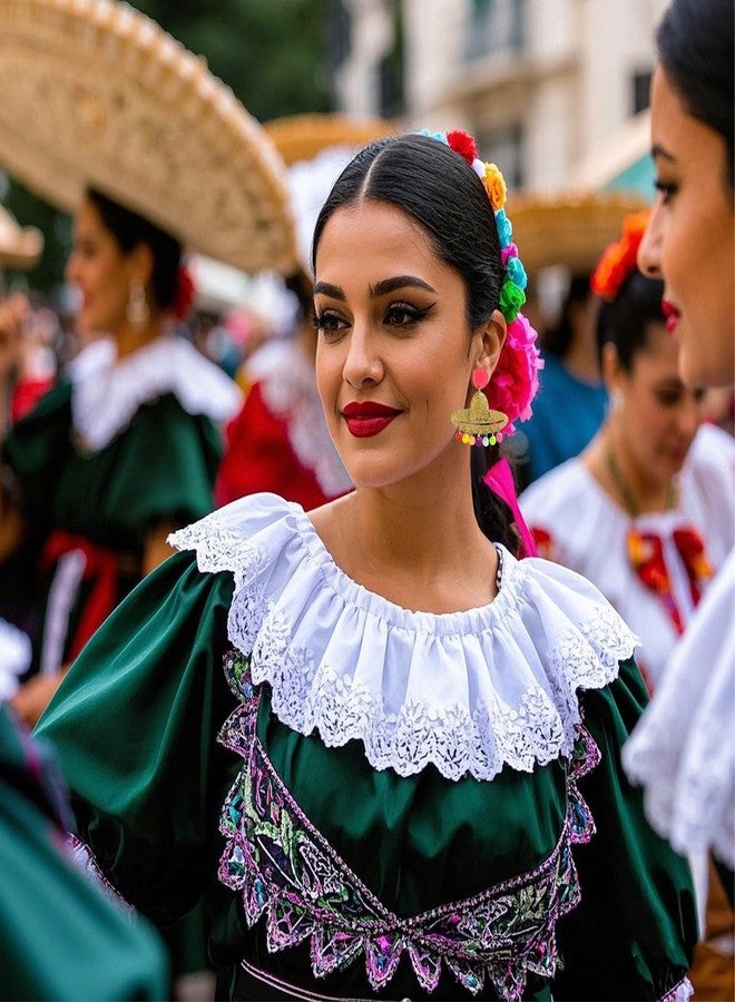 Dcfywl731 Cinco De Mayo Earrings for Women Mexican Fiesta Earrings Acrylic Hat Drop Earring Fiesta Cinco De Mayo Outfit Shirts for Women Mexican Festival Jewelry Gifts - Image 2