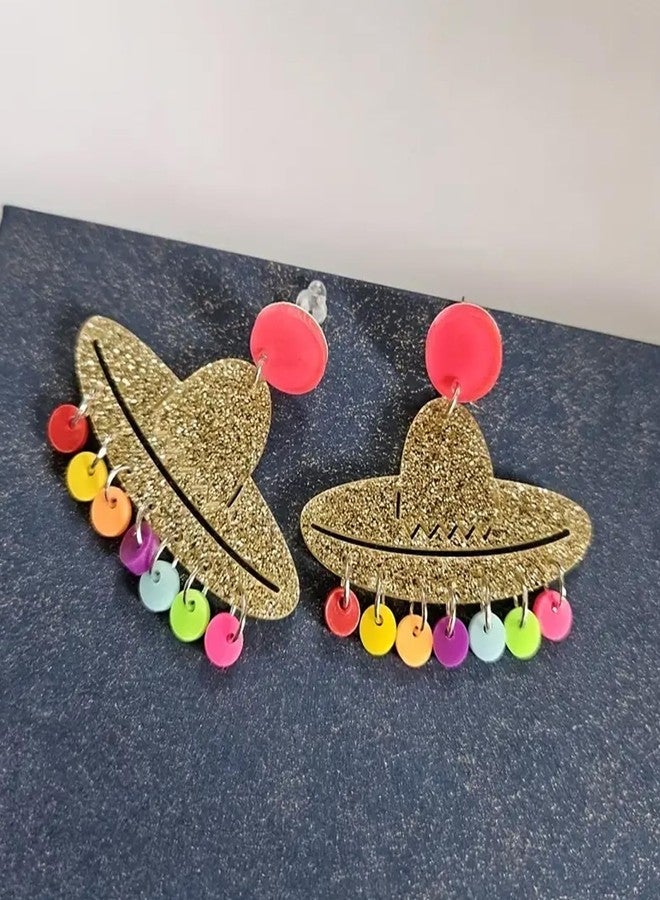 Dcfywl731 Cinco De Mayo Earrings for Women Mexican Fiesta Earrings Acrylic Hat Drop Earring Fiesta Cinco De Mayo Outfit Shirts for Women Mexican Festival Jewelry Gifts - Image 5