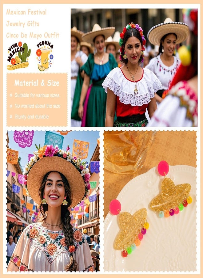 Dcfywl731 Cinco De Mayo Earrings for Women Mexican Fiesta Earrings Acrylic Hat Drop Earring Fiesta Cinco De Mayo Outfit Shirts for Women Mexican Festival Jewelry Gifts - Image 4