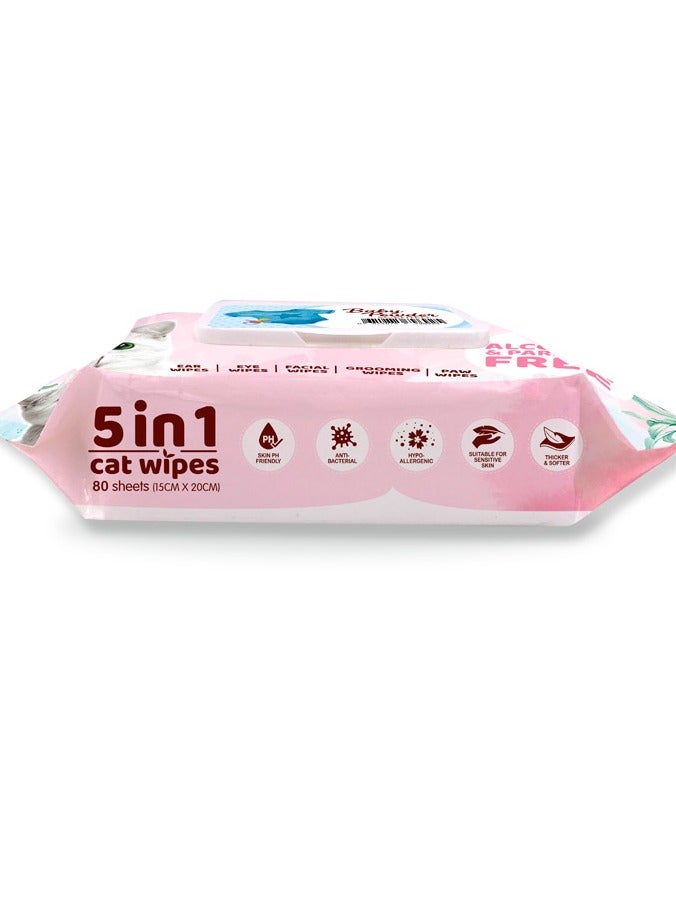 كيت كات مناديل مبللة 5 في 1 للقطط بودرة معطرة للأطفال 80 ورقة (15 × 20 سم) - Image 2
