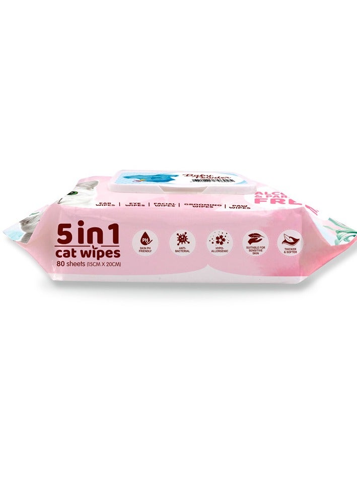كيت كات مناديل مبللة 5 في 1 للقطط بودرة معطرة للأطفال 80 ورقة (15 × 20 سم) - Image 3