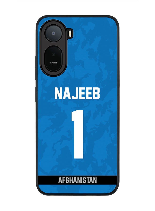 Stylizedd Rugged Case for Xiaomi Redmi A7 Pro 4G / Poco C81 / Poco C81 Pro / Poco C85x 5G- Slim Fit Hybrid Rubber Cover Afghanistan Najibullah Zadran, Jersey No 1