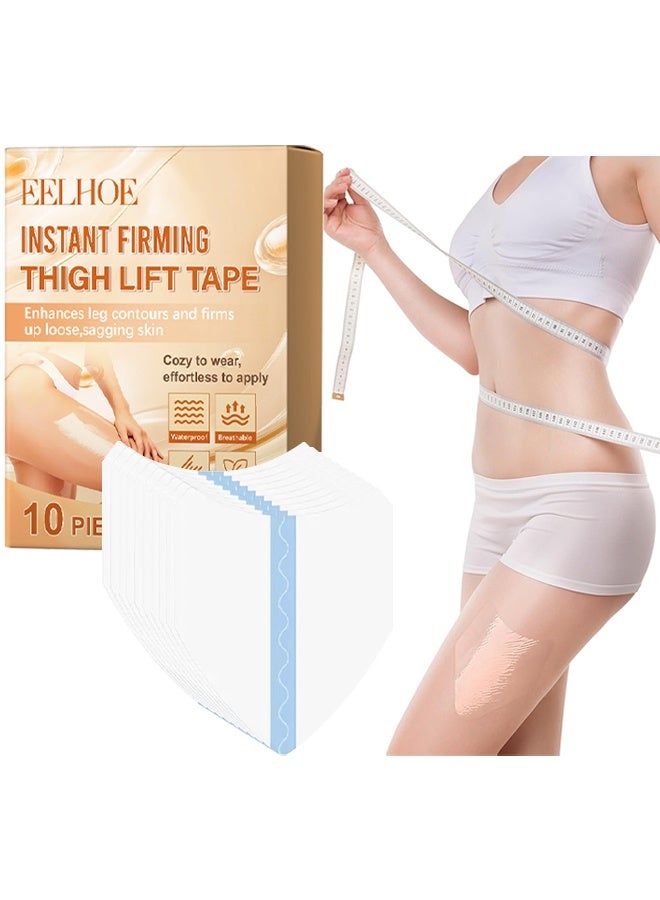 EELHOE Instant Firming Thigh Lift Tape, Slimming Thigh Lift Tape, Instant Thigh Lift Tape Transparent Lifting Adhesive Bandage Patch For Leg Body Sagging Skin Fat Anti Chafing Ultra Thin Inner Paste Waterproof Pad Disposable Shaping Leg Lifting Stickers (10pcs) - Image 1