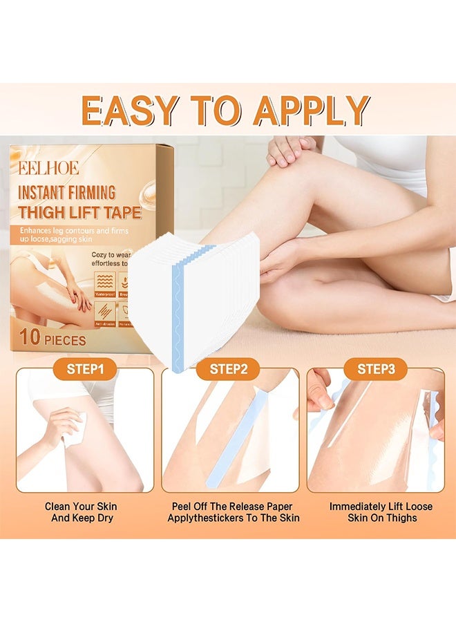 EELHOE Instant Firming Thigh Lift Tape, Slimming Thigh Lift Tape, Instant Thigh Lift Tape Transparent Lifting Adhesive Bandage Patch For Leg Body Sagging Skin Fat Anti Chafing Ultra Thin Inner Paste Waterproof Pad Disposable Shaping Leg Lifting Stickers (10pcs) - Image 5