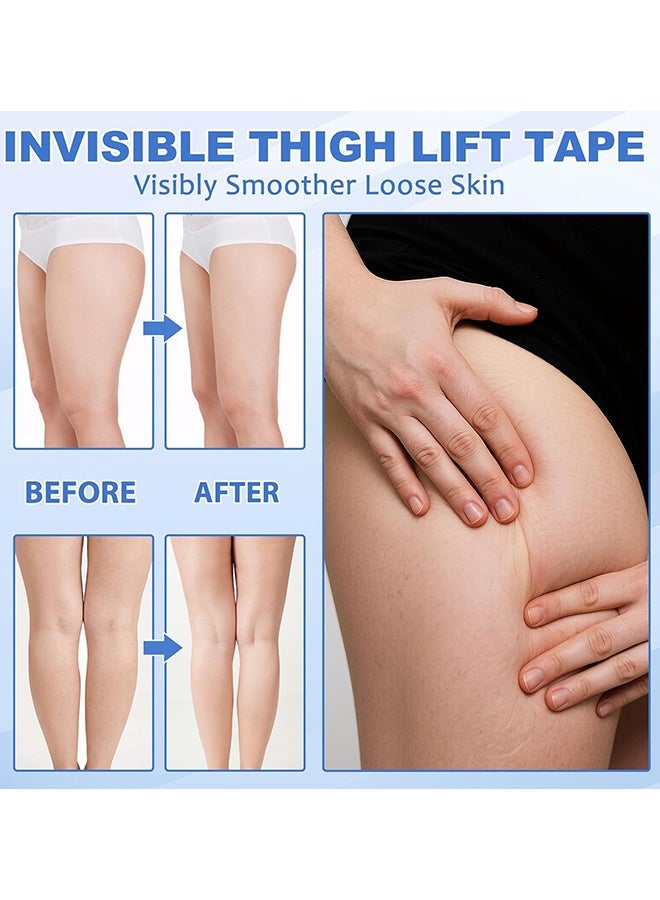 EELHOE Instant Firming Thigh Lift Tape, Slimming Thigh Lift Tape, Instant Thigh Lift Tape Transparent Lifting Adhesive Bandage Patch For Leg Body Sagging Skin Fat Anti Chafing Ultra Thin Inner Paste Waterproof Pad Disposable Shaping Leg Lifting Stickers (10pcs) - Image 2