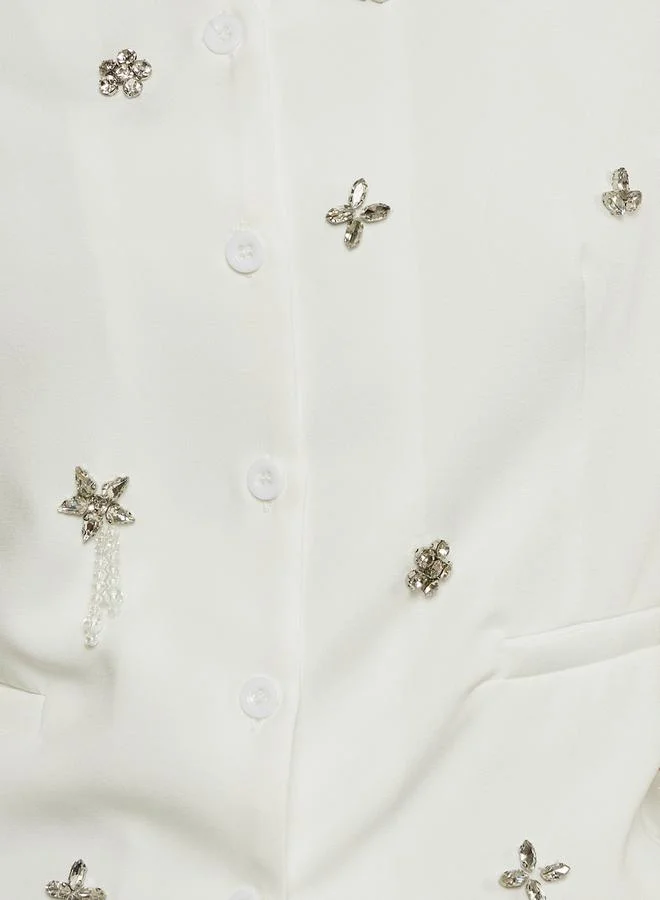 Styli Embellished V-Neck Waistcoat Top