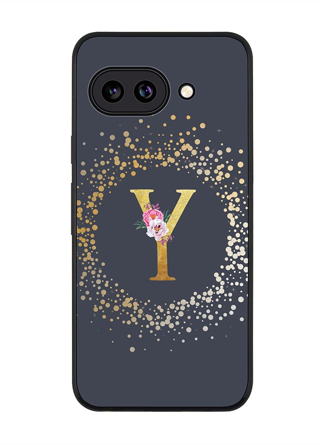 Stylizedd For Google Pixel 9a Case,Slim fit Camera Protection, Shockproof Thin Phone cover  - Custom Monogram Floral - Y  (Grey )