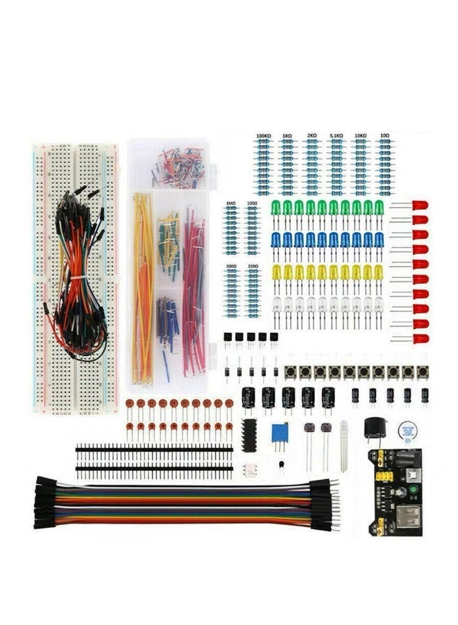 Electronics Basic Kit Power Supply Module Breadboard Jumper Wire LED Resistor sensors and components Electrolytic Capacitor Package For DIY electronic projects - Image 4